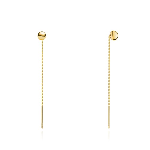 Złote kolczyki wiszące łańcuszek kulki 4mm przewlekane K006-585 MARKO