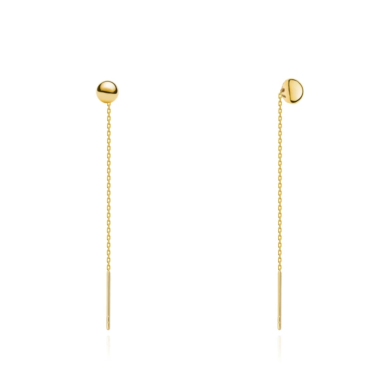 Złote kolczyki wiszące łańcuszek kulki 4mm przewlekane K006-585 MARKO