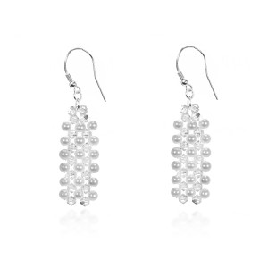 Plecione kolczyki ślubne perły i kryształy Swarovski