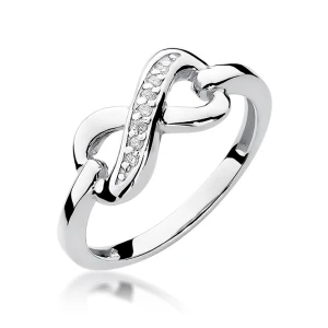 Pierścionek z białego złota Infinity z brylantami 0,04ct Obietnice