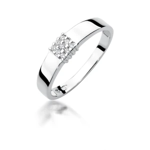 Pierścionek z białego złota 585 z brylantami 0,08ct Soledo