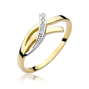 Złoty pierścionek 585 z brylantami 0,02ct Obietnice