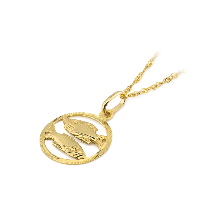 Złoty wisiorek zawieszka znak zodiaku Ryby złoto 585 Z371-585-RYBY MARKO