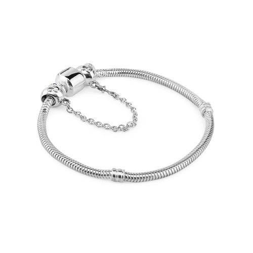 Srebrny łańcuszek zabezpieczający Charms cyrkonie serce L175-925 MARKO