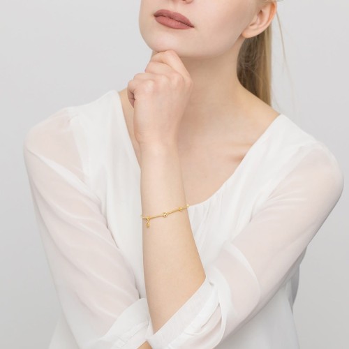 Pozłacana bransoletka Charms zawieszki koniczynki B823-925-Z