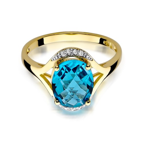 Złoty pierścionek zaręczynowy topaz Swiss 3,00ct brylanty z kolekcji Kultowa, prezentowany na białym tle produktu W0150.Z3.TOB.01