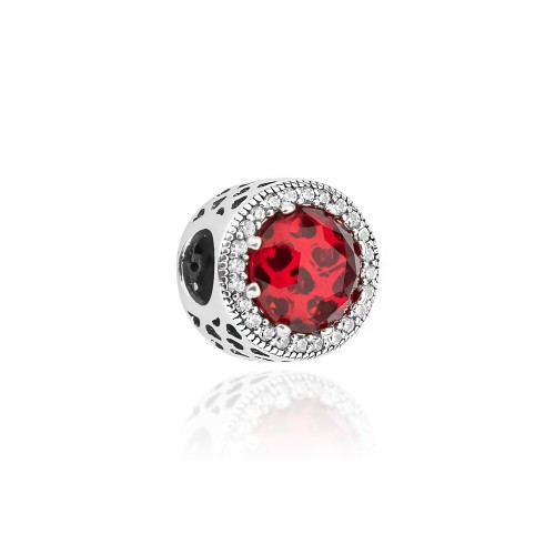 Srebrna zawieszka wisiorek Charms serca czerwona cyrkonia Z125-925-C marko