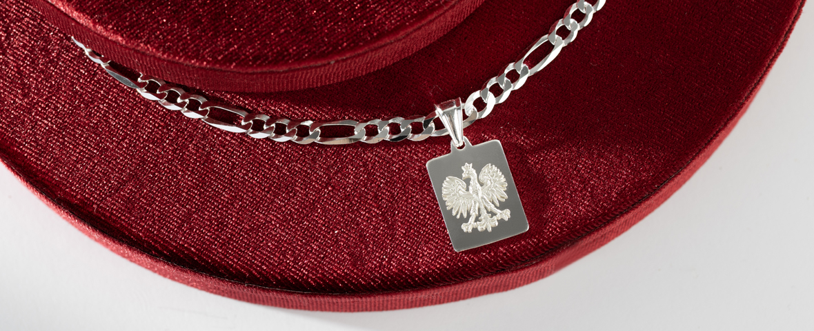 męski łańcuszek z zawieszką patriotyczną
